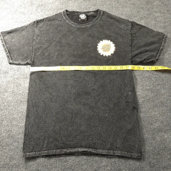 SANTA CRUZ Skateboards Sunflower Dot Black Acid Washed Graphic Tee Womens Size M - Picture 6 of 10